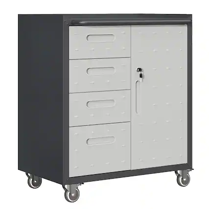 Front. LOVMOR - Sturdy Metal Tool Storage Cabinet with Wheels for Garage Office and Home Organization Solutions.