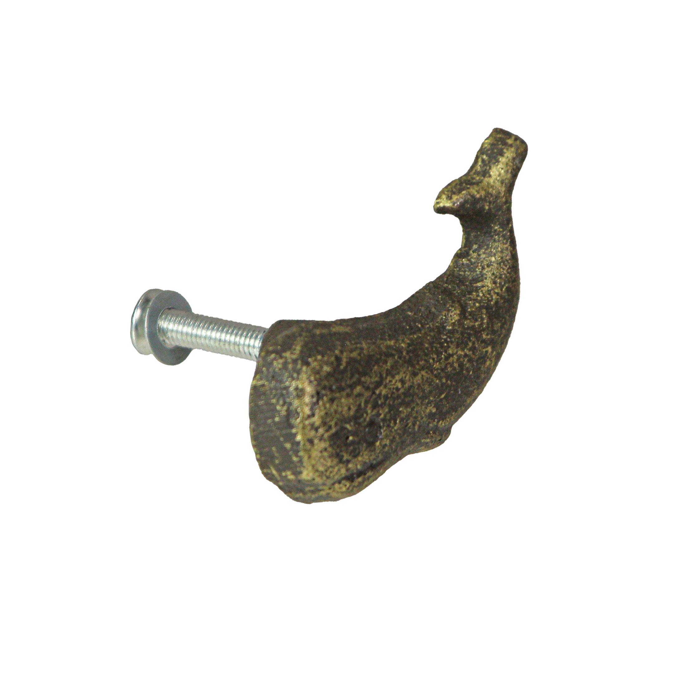 Alt View 5. Zeckos - Bronze Cast Iron Whale Drawer Pull Decorative Cabinet Knob Nautical Set/ 6 - Bronze.