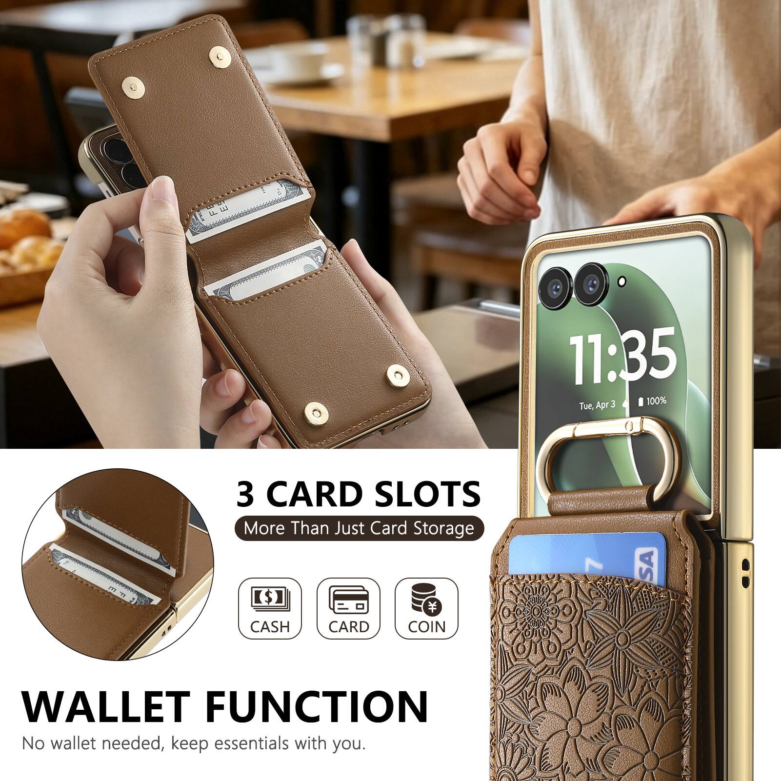 FBE

11:35 Apr 3 100% Tue,

3 CARD SLOTS More Than Just Card Storage

CASH CARD COIN

WALLET FUNCTION No wallet needed, keep essentials with you.