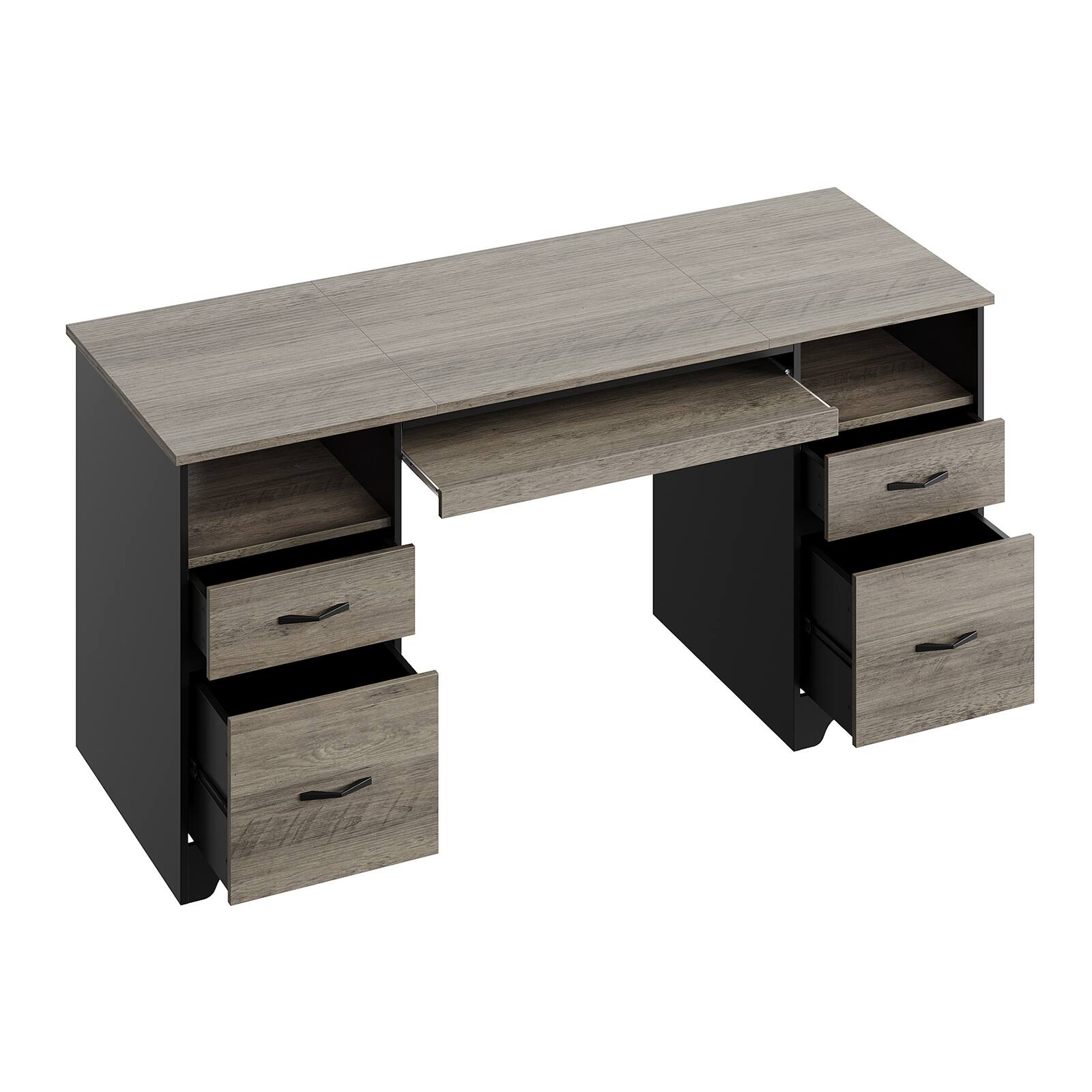 Angle. Bestier - 59" Wide Office Desk with Four Drawers and File Drawer Computer Desk - Gray.