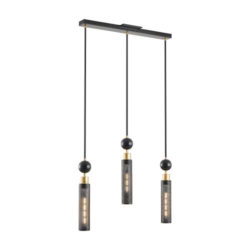 Alt View 3. LUCKY ONE - 25in Hanging 3-Light Pendant Chandelier, Black Gold Adjustable Lights for Dining Room Kitchen Island - Black.