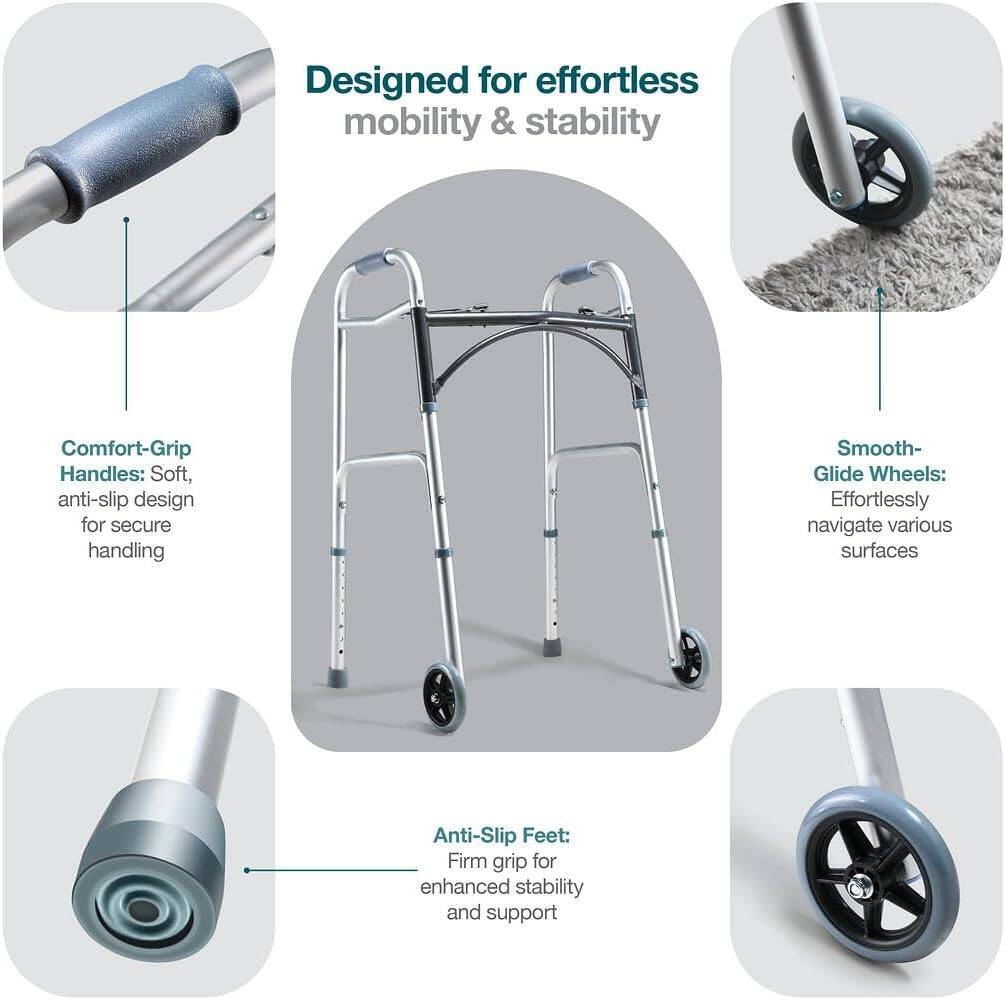 Designed for effortless mobility & stability

- Comfort-Grip Handles: Soft, anti-slip design for secure handling
- Smooth-Glide Wheels: Effortlessly navigate various surfaces
- Anti-Slip Feet: Firm grip for enhanced stability and support