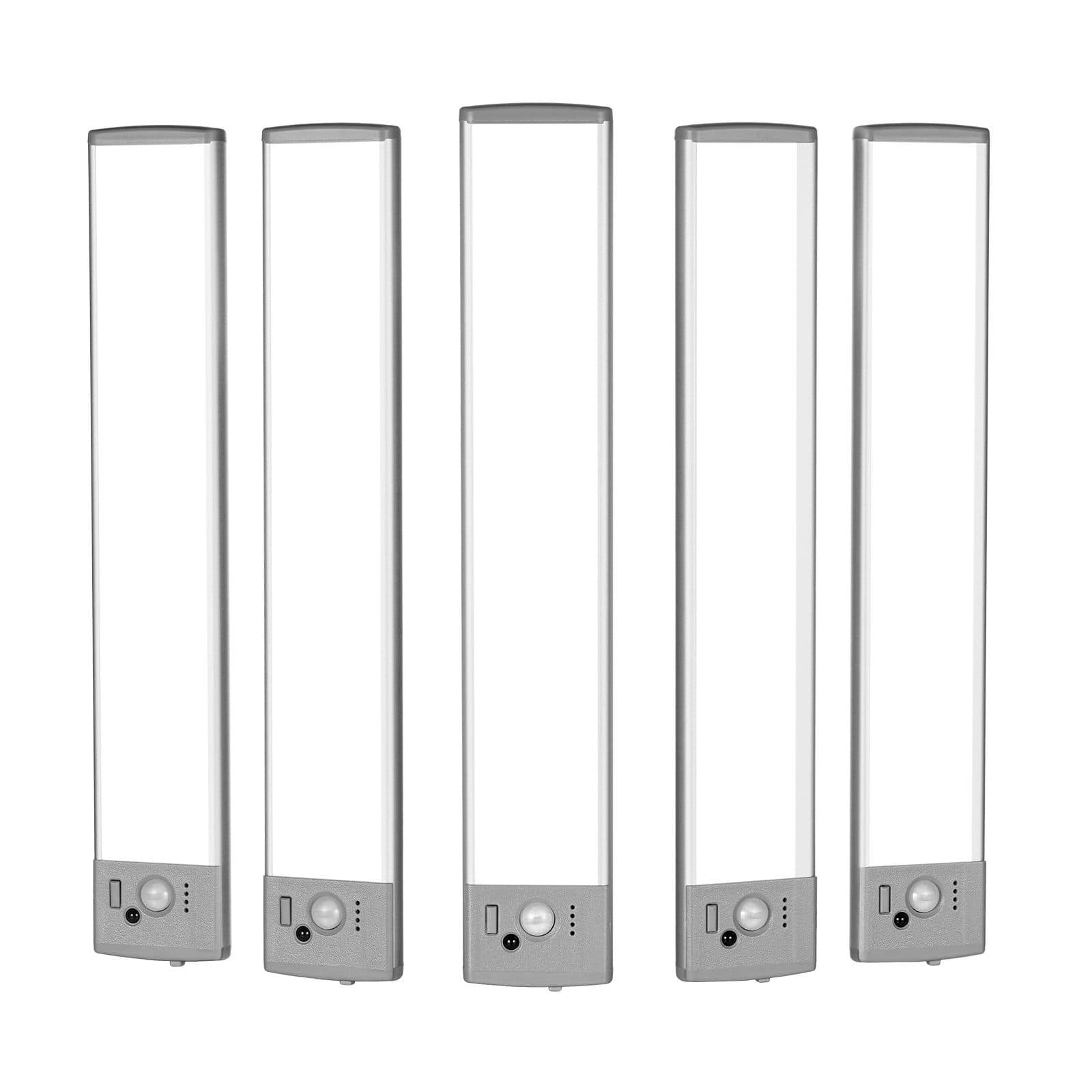 Mirfee - 5 PCS Motion Sensor Under Cabinet Lights, Rechargeable, Remote Control for Closet, Stairs, Hallway