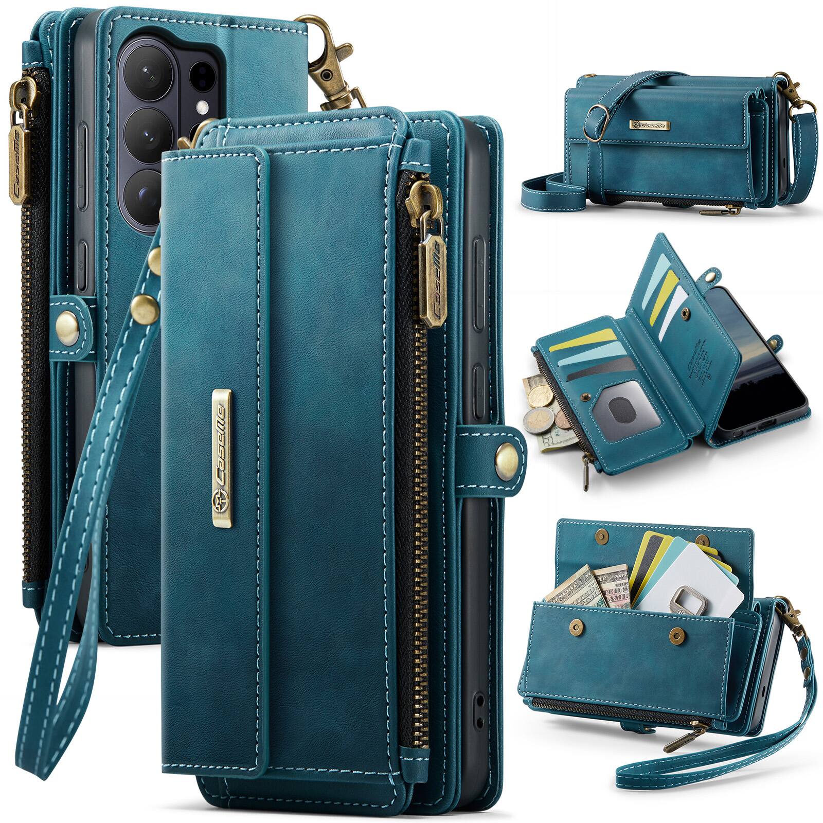 Alt View 9. UUCOVER - Folio Wallet Case for Samsung Galaxy S26 Ultra with RFID Blocking Card Slots Cash Holder, Zipper Pocket, Crossbody Strap - Green.