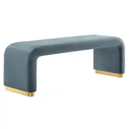 Koda Performance Velvet Waterfall Long Bench by Modway - Blue