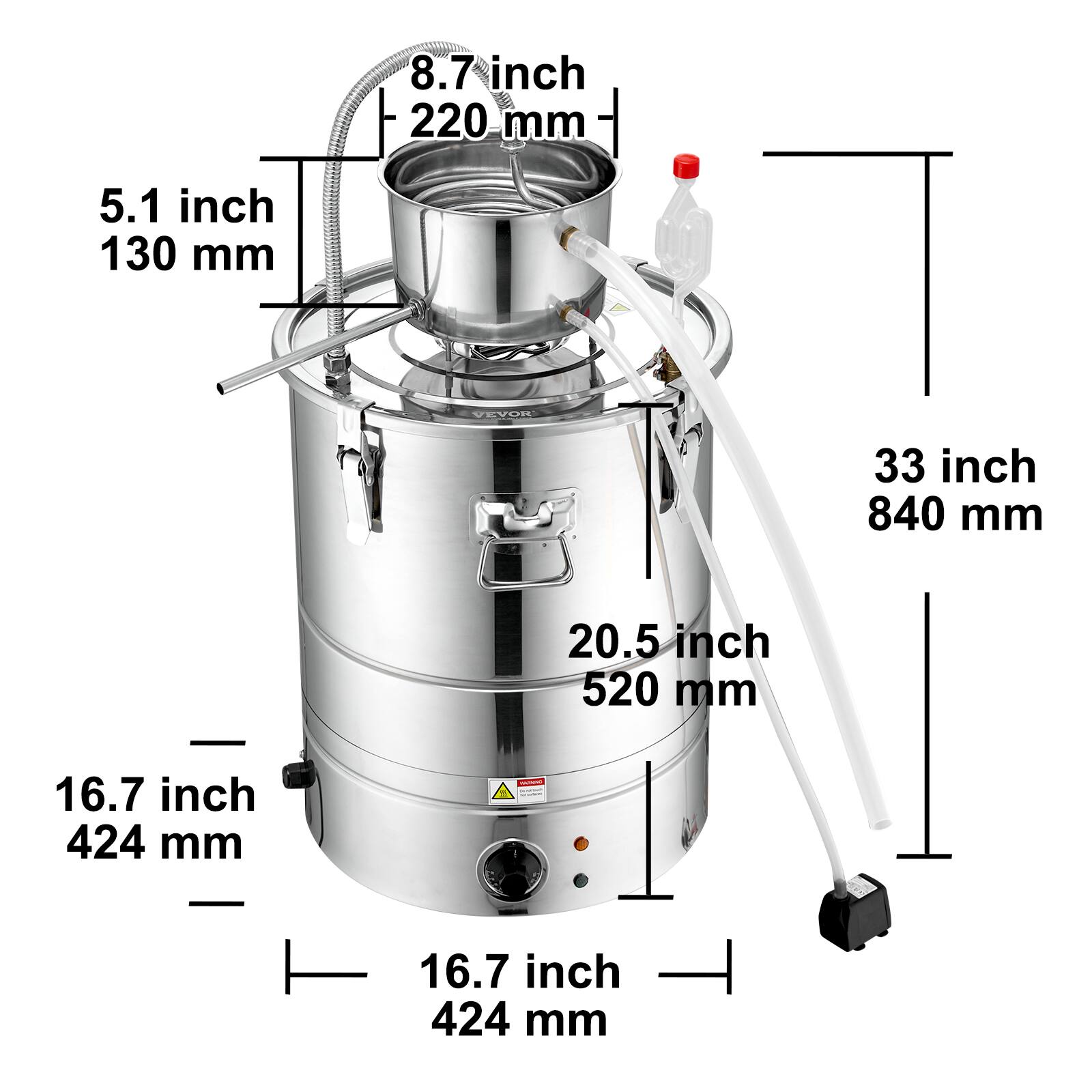 8.7 inch 220 mm  
5.1 inch 130 mm  
VEVOR  
33 inch 840 mm  
20.5 inch 520 mm  

16.7 inch 424 mm  
SAPARAL - -  

T 16.7 inch 424 mm