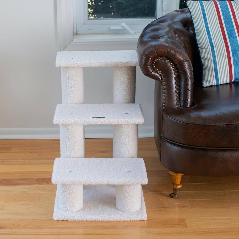 Angle. Armarkat - 3 Step Real Wood Cat Step Stairs Ramp 25 Height Dogs Climber And Kitten Steps - Beige.