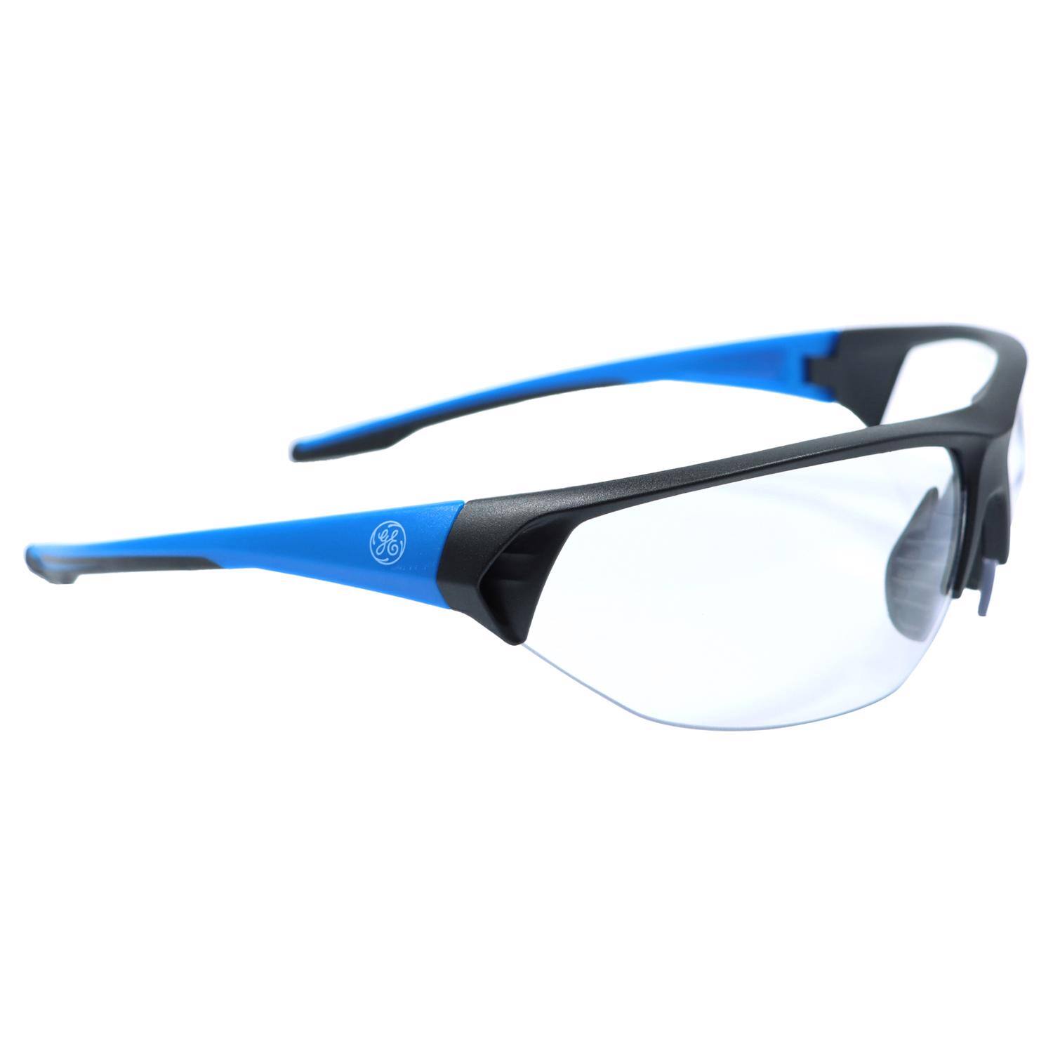 Angle. General Electric - General Electric 06 Series Anti-Fog Impact-Resistant Safety Glasses Clear Lens Black/Blue Frame 1 pk - Black | Blue.