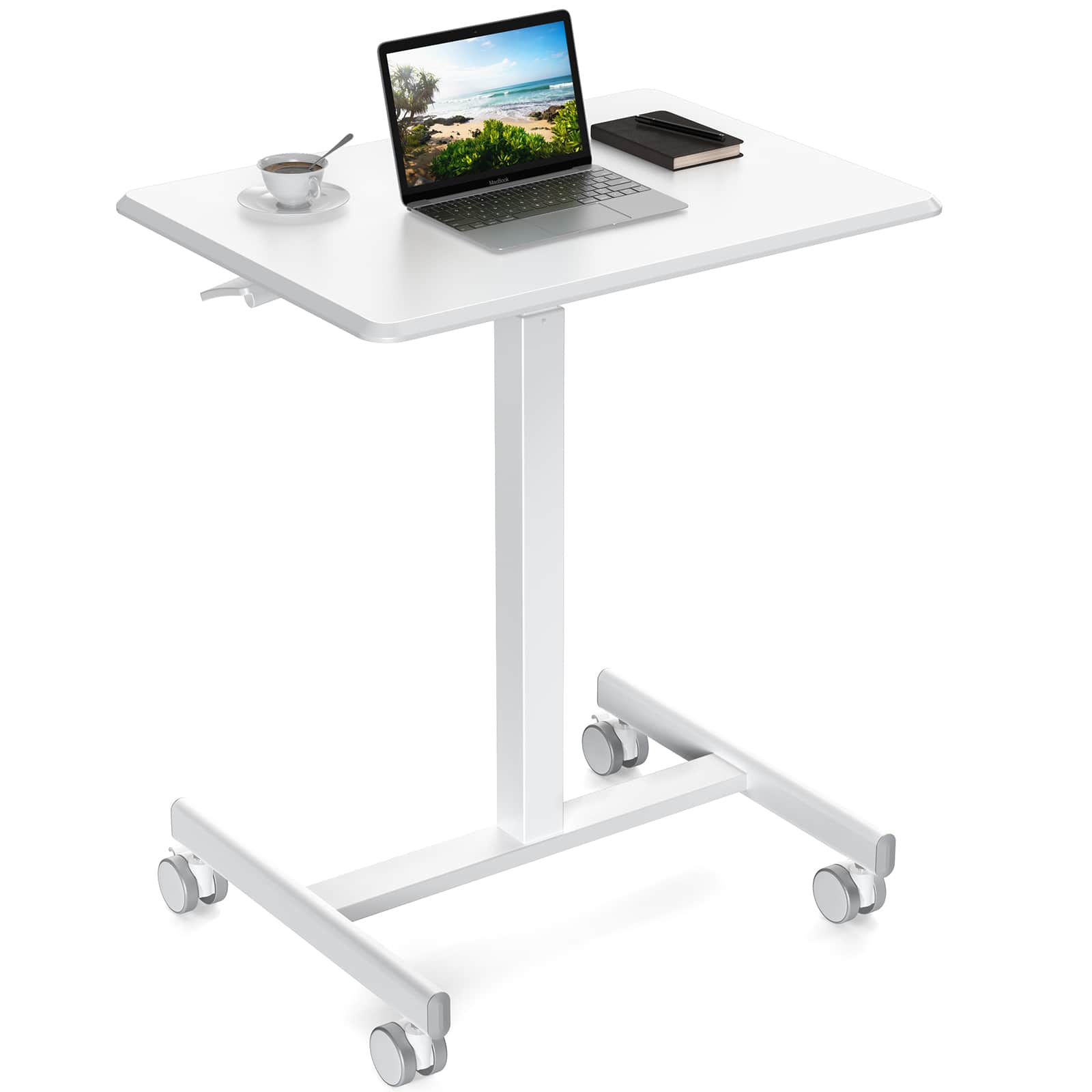 Lirago - 26 Inch Adjustable Rolling Laptop Computer Cart Desk Overbed Table for Home Office Classroom