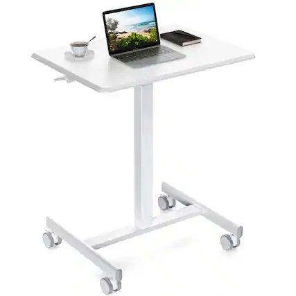 Front. Lirago - 26 Inch Adjustable Rolling Laptop Computer Cart Desk Overbed Table for Home Office Classroom.