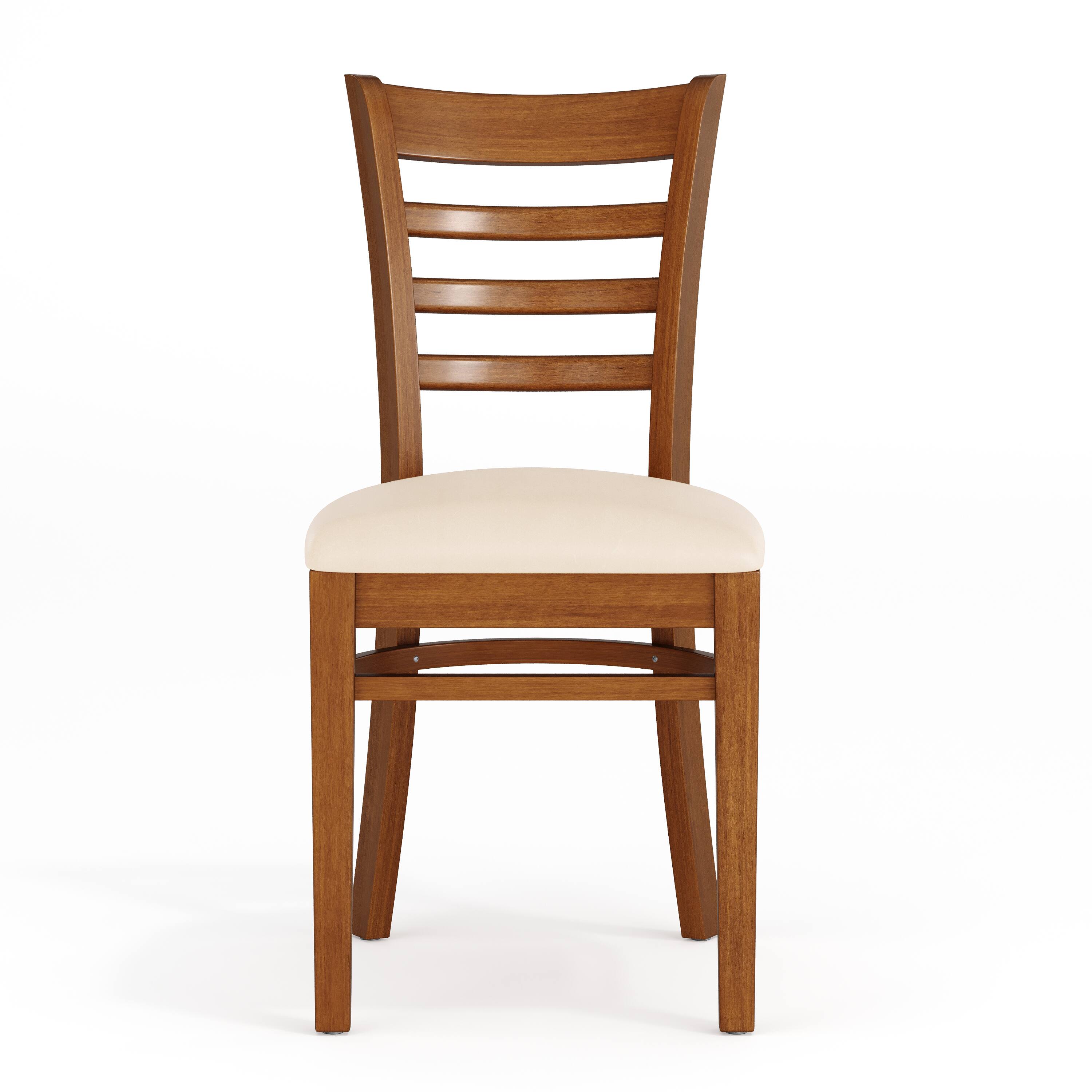 Alt View 9. Emma + Oliver - Ladder Back Wooden Restaurant Dining Chair - Tan Vinyl Seat/Cherry Wood Frame.