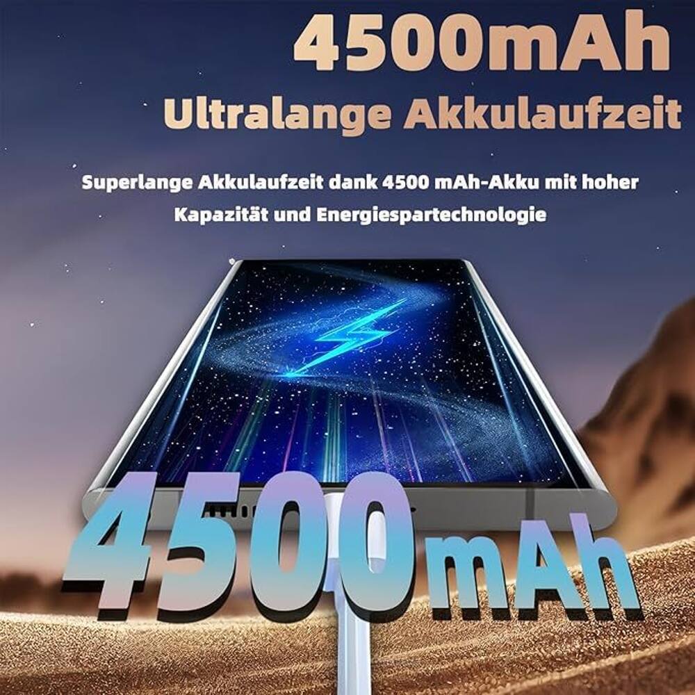 4500mAh Ultralong Battery Life Superlong Battery Life thanks to 4500 mAh battery with high capacity and energy-saving technology