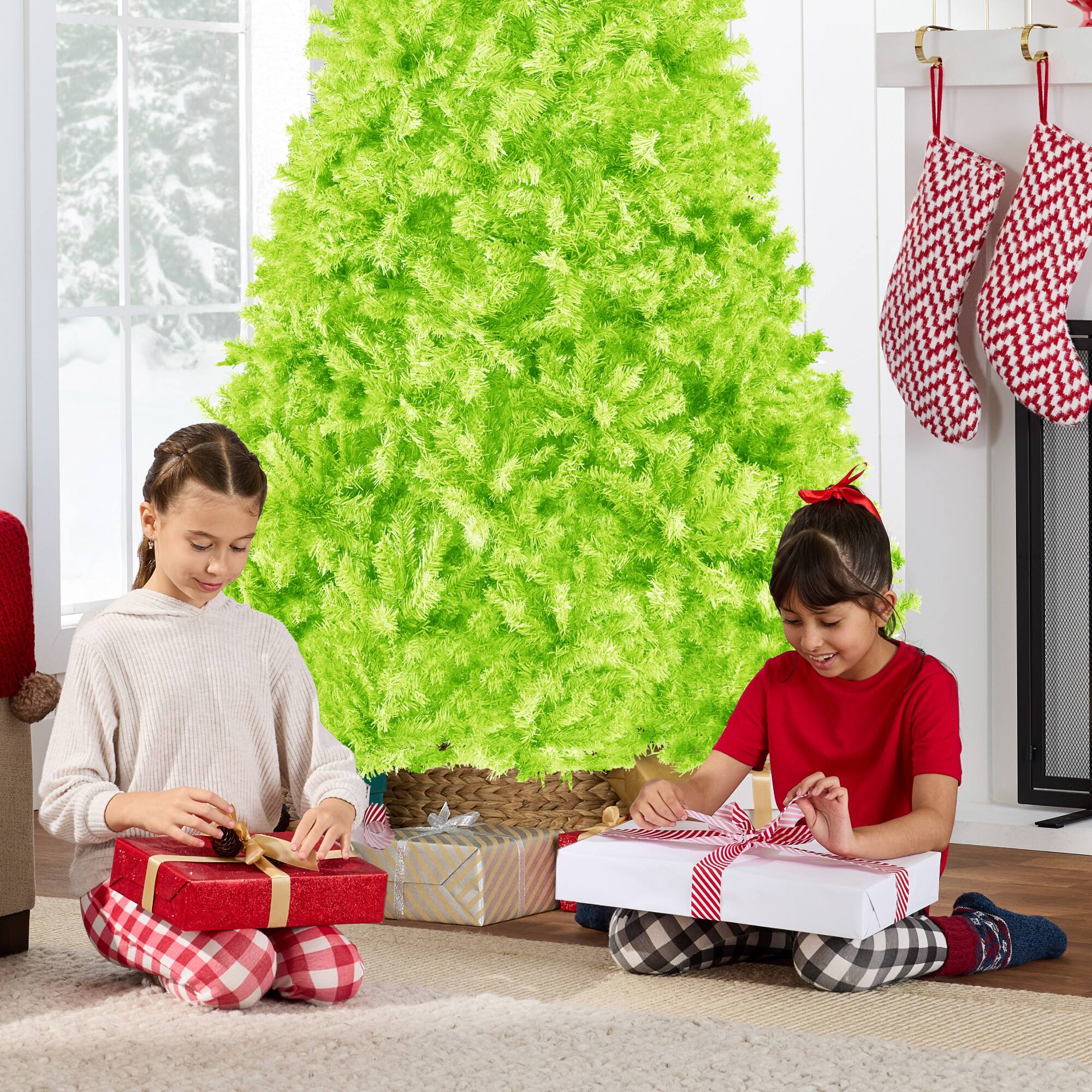 Alt View 5. Best Choice Products - Artificial Lime Green Christmas Tree, Unlit Pine Design w/Easy Assembly - Lime Green.