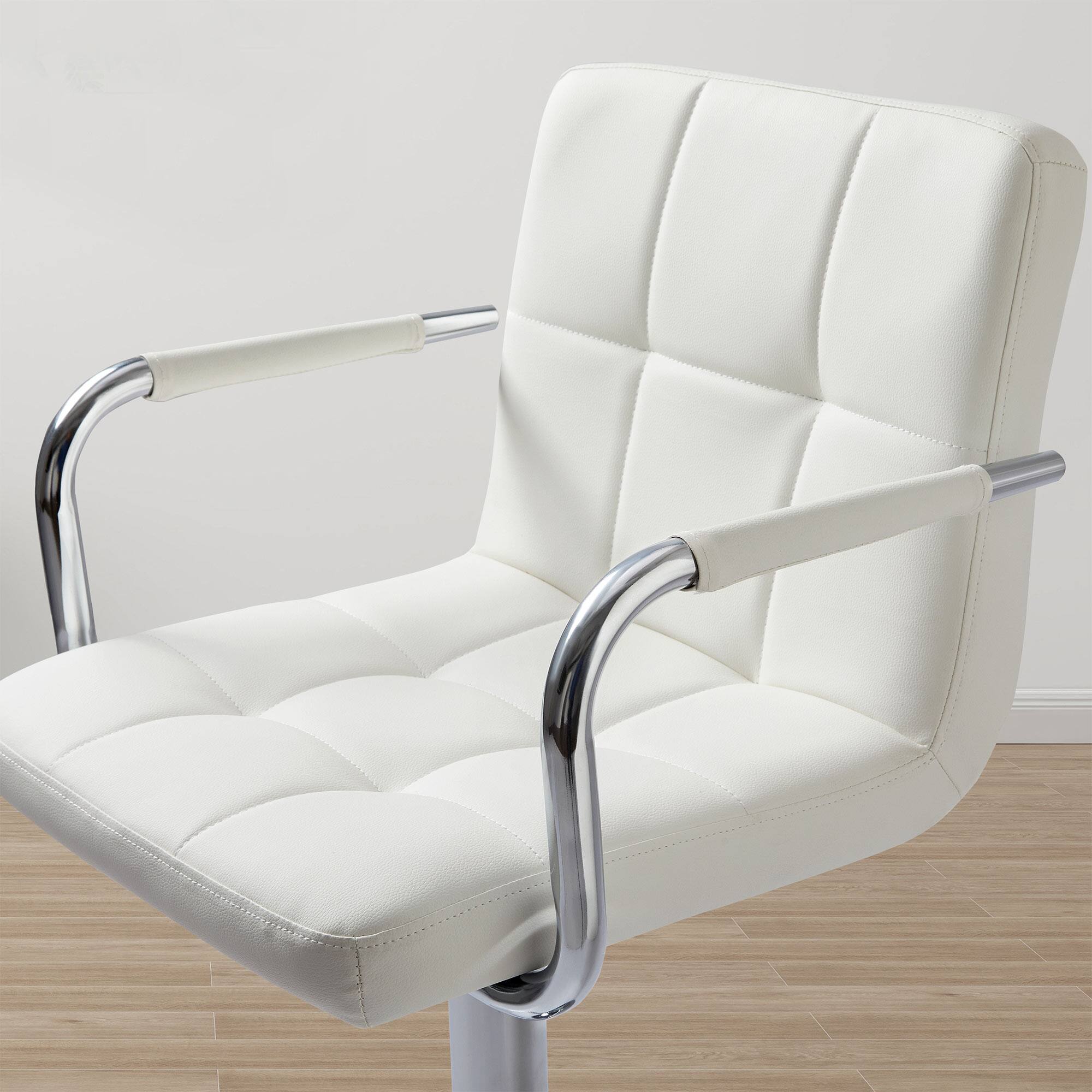 Alt View 1. FERPIT - FERPIT 2 Pack Adjustable Bar Stools Modern Tufted Upholstered Counter Chairs with Footrest, White - White.