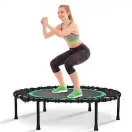 Ainfox - 40" Foldable Trampoline for Adults with Bungee Cords, Exercise Rebounder for Adults Indoor Workout - Green