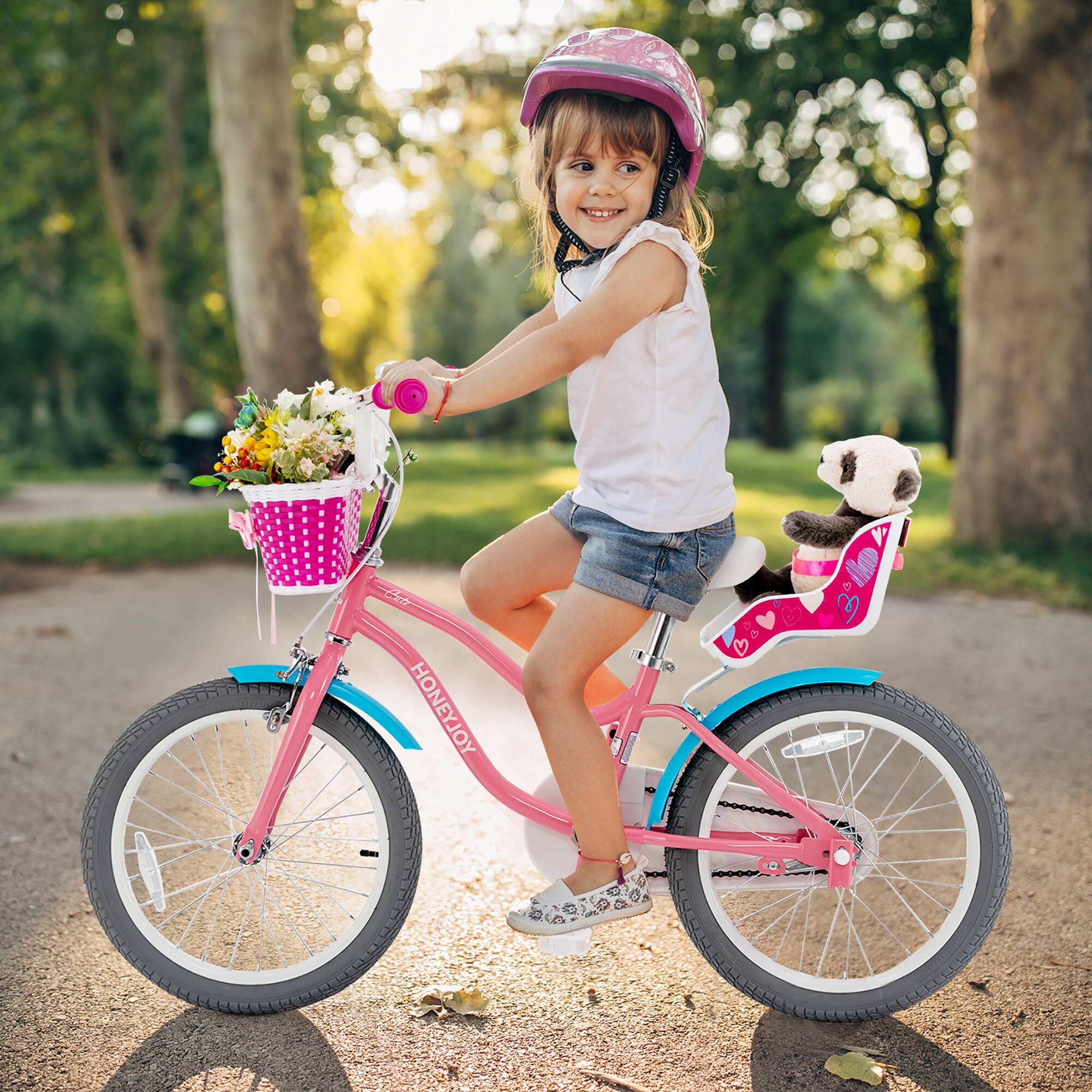 Alt View 2. Costway - Costway 18 Inches Kids Bicycle with Training Wheels & Basket for Boys & Girls Age 5-9 Years - Pink.