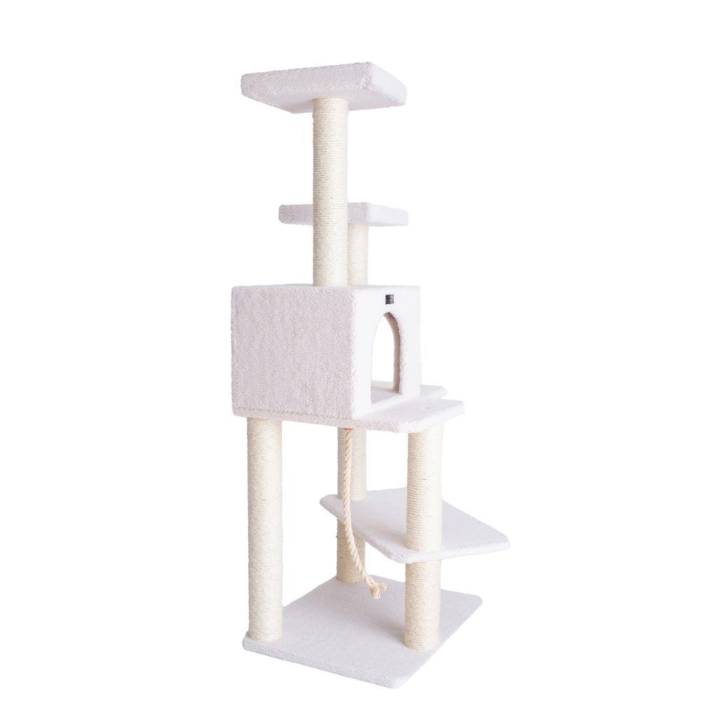 Angle. Armarkat - Ivory 57 High Real Wood Cat Tree Fleece Covered Cat Climber - Beige.