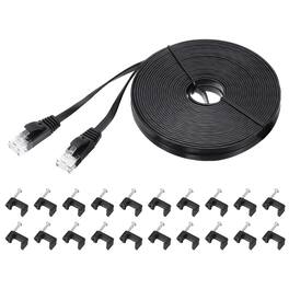 Unique Bargains - Cat 6 Ethernet Cable 32AWG 250MHz Flat High Speed RJ45 Network Patch Cord with Clips - Black