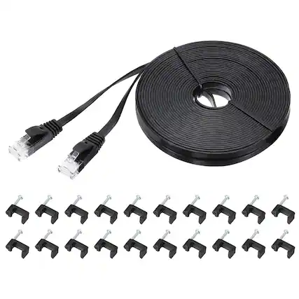 Front. Unique Bargains - Cat 6 Ethernet Cable 32AWG 250MHz Flat High Speed RJ45 Network Patch Cord with Clips - Black.