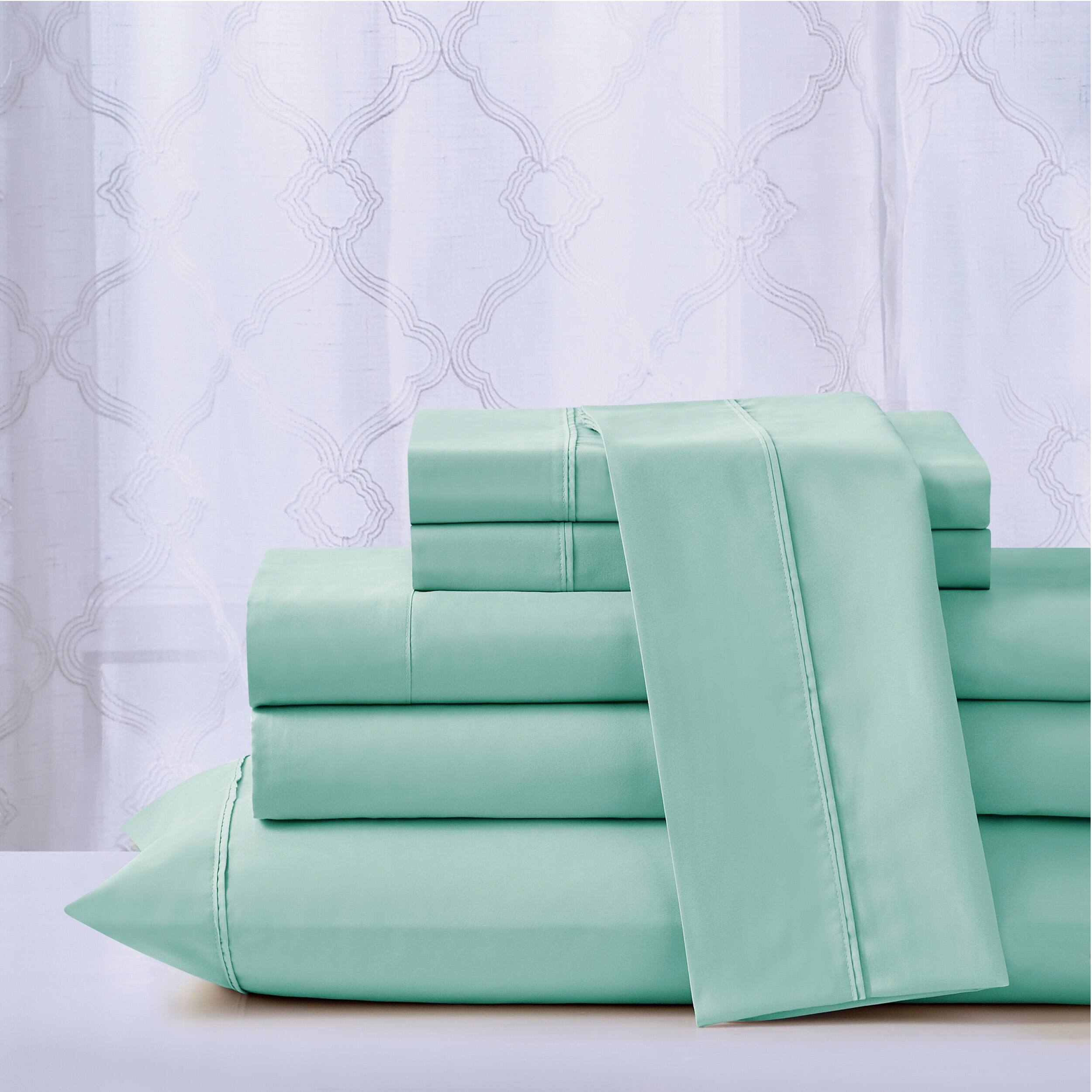 Left. Kathy Ireland - Kathy Ireland Cool Max 6 Piece Ultra Soft Sheet Set - Sea Foam.