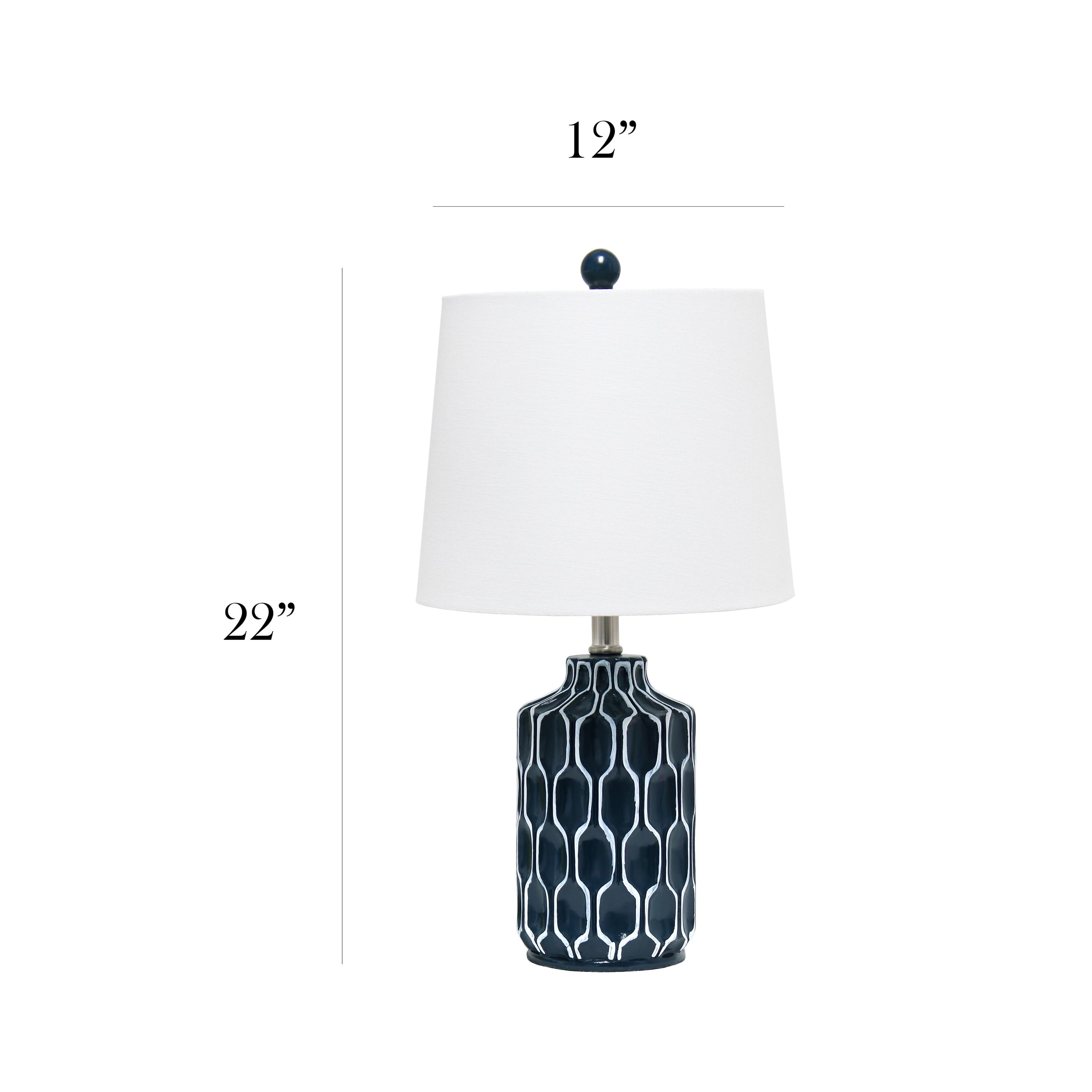 Left. Lalia Home - Moroccan Table Lamp with Fabric White Shade - Blue.