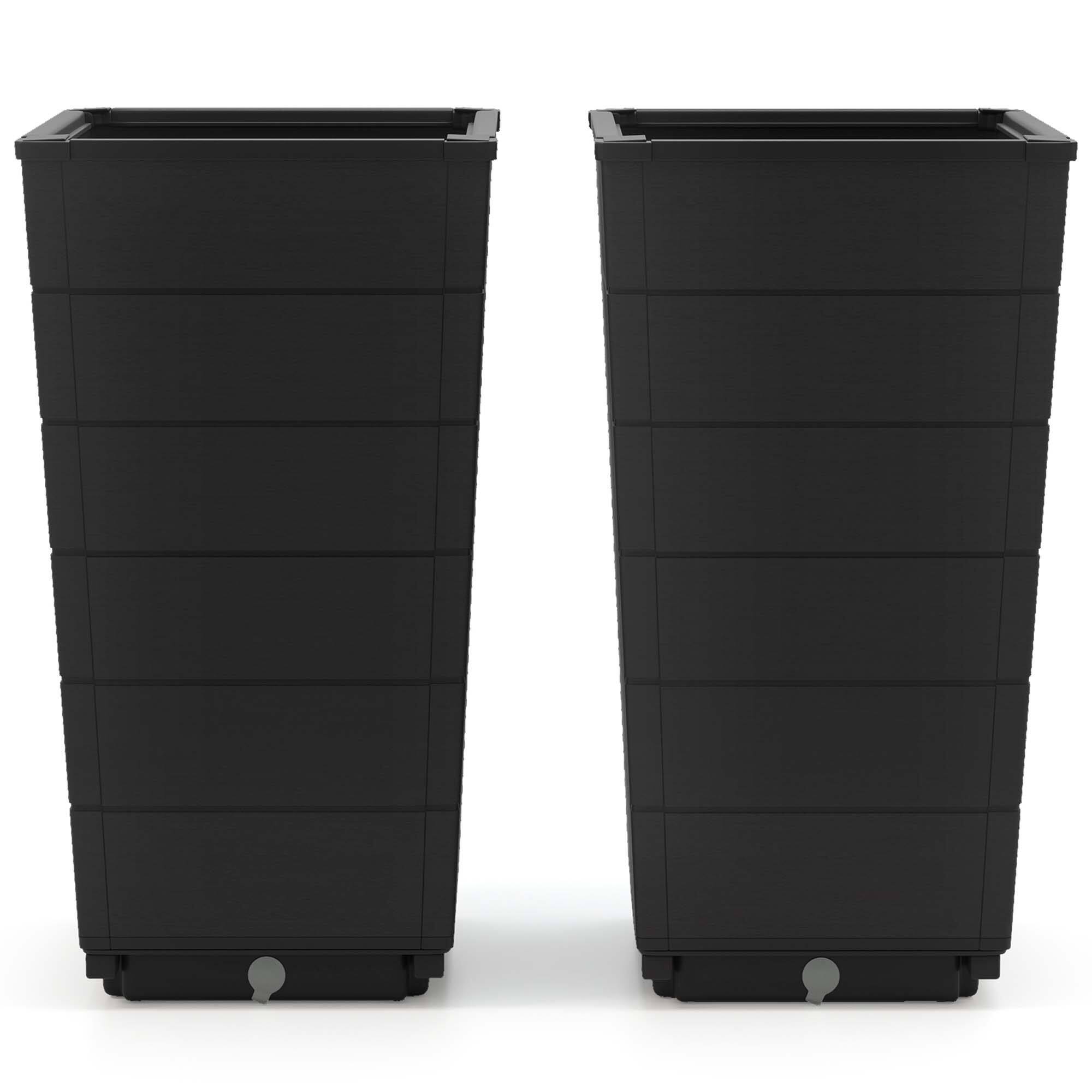 Alt View 1. Costway - 23" Tall Planter Set of 2 for Indoor/ Outdoor Use Large Self-Watering Plant Pot - Black.