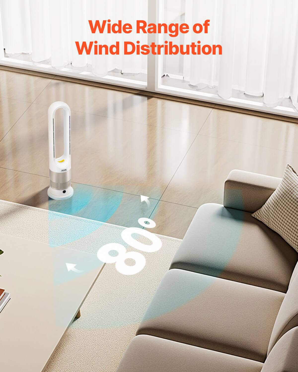 Wide Range of Wind Distribution  
80°