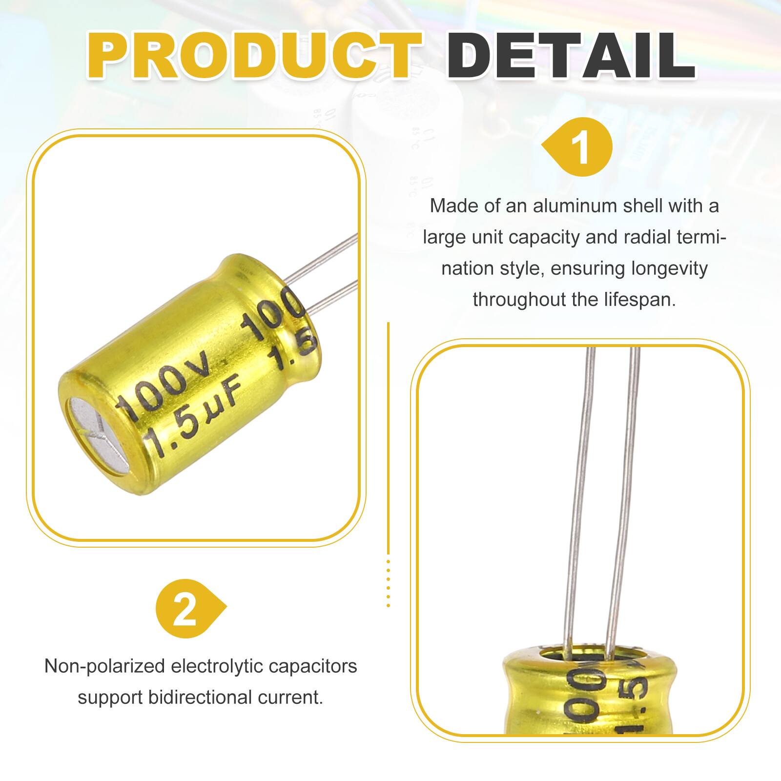 PRODUCT DETAIL

BSY 10 1510 L0 1 1S10

Made of an aluminum shell with a large unit capacity and radial termination style, ensuring longevity throughout the lifespan.

100 1.5 100V. 1.5uF

2 Non-polarized electrolytic capacitors support bidirectional current.