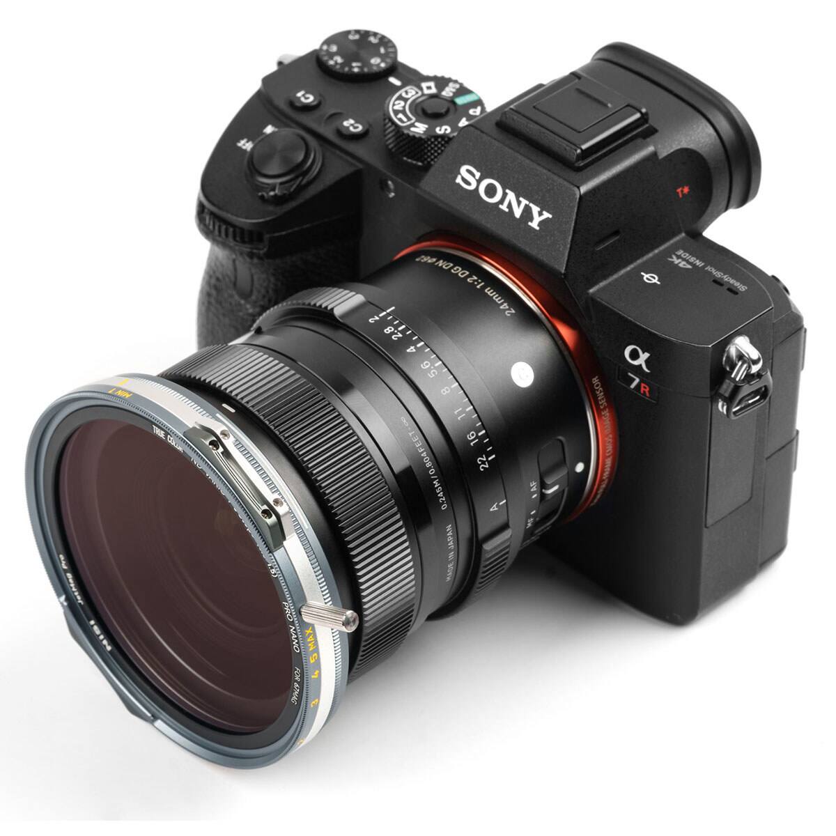 SONY α7R II 24mm F2.8 4 5.6 9 5 a R SENSOR R I 11 MAGA FEET 16 SOO 0.804 22 AS 0.245M A  SAPAN 19 W I CYY  MAX 5 K L A7MAC