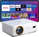 Vankyo - Leisure 570B Native 1080P Wireless Smart WebOS Single LCD Mini Projector, Screen Included - White