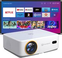 Vankyo - Leisure 570B Native 1080P Wireless Smart WebOS Single LCD Mini Projector, Screen Included - White - Front_Zoom