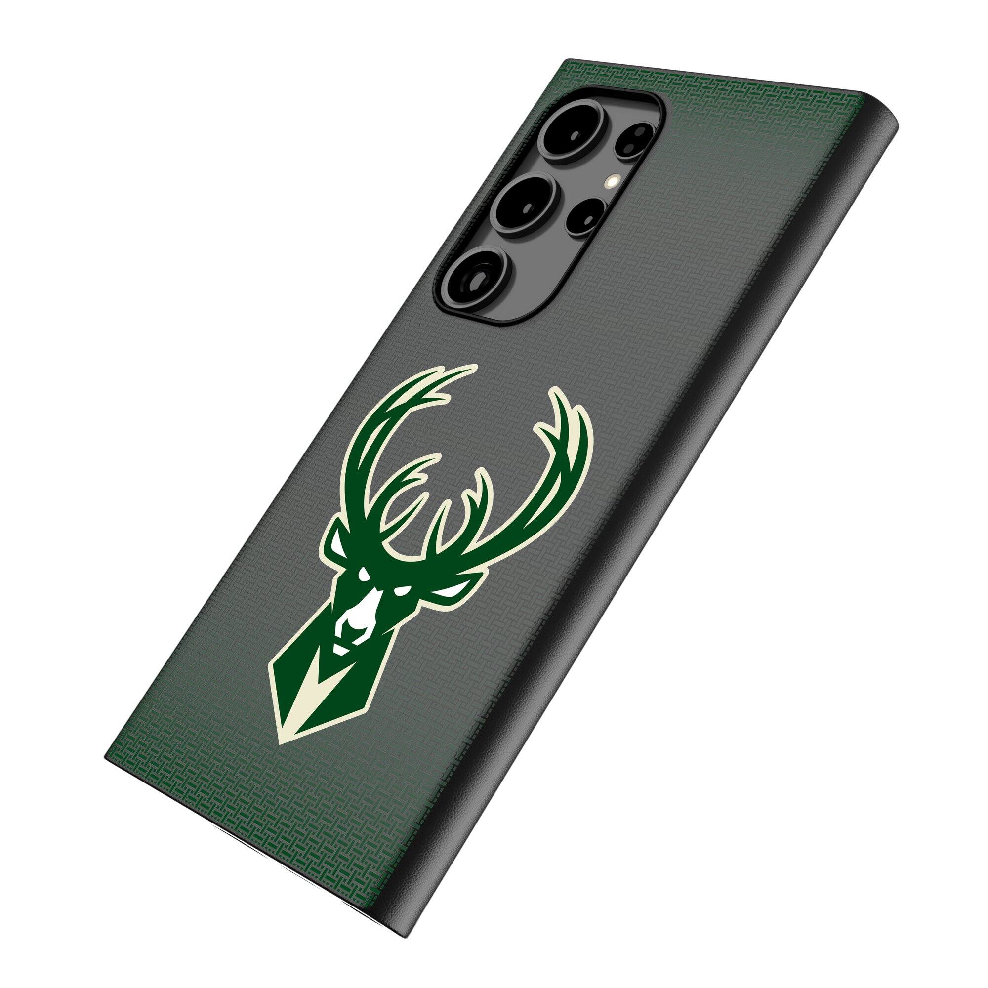Alt View 1. Keyscaper - Milwaukee Bucks Linen Galaxy Magnetic Bump Case - S24 Ultra - Black.