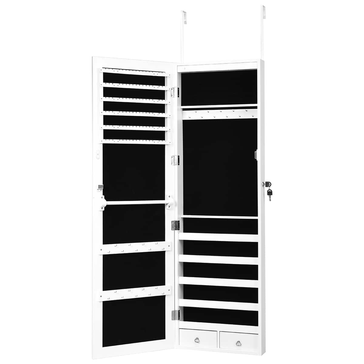 Alt View 19. Costway - Wall Door Mounted Mirror Jewelry Cabinet Organizer w/LED Light - White.