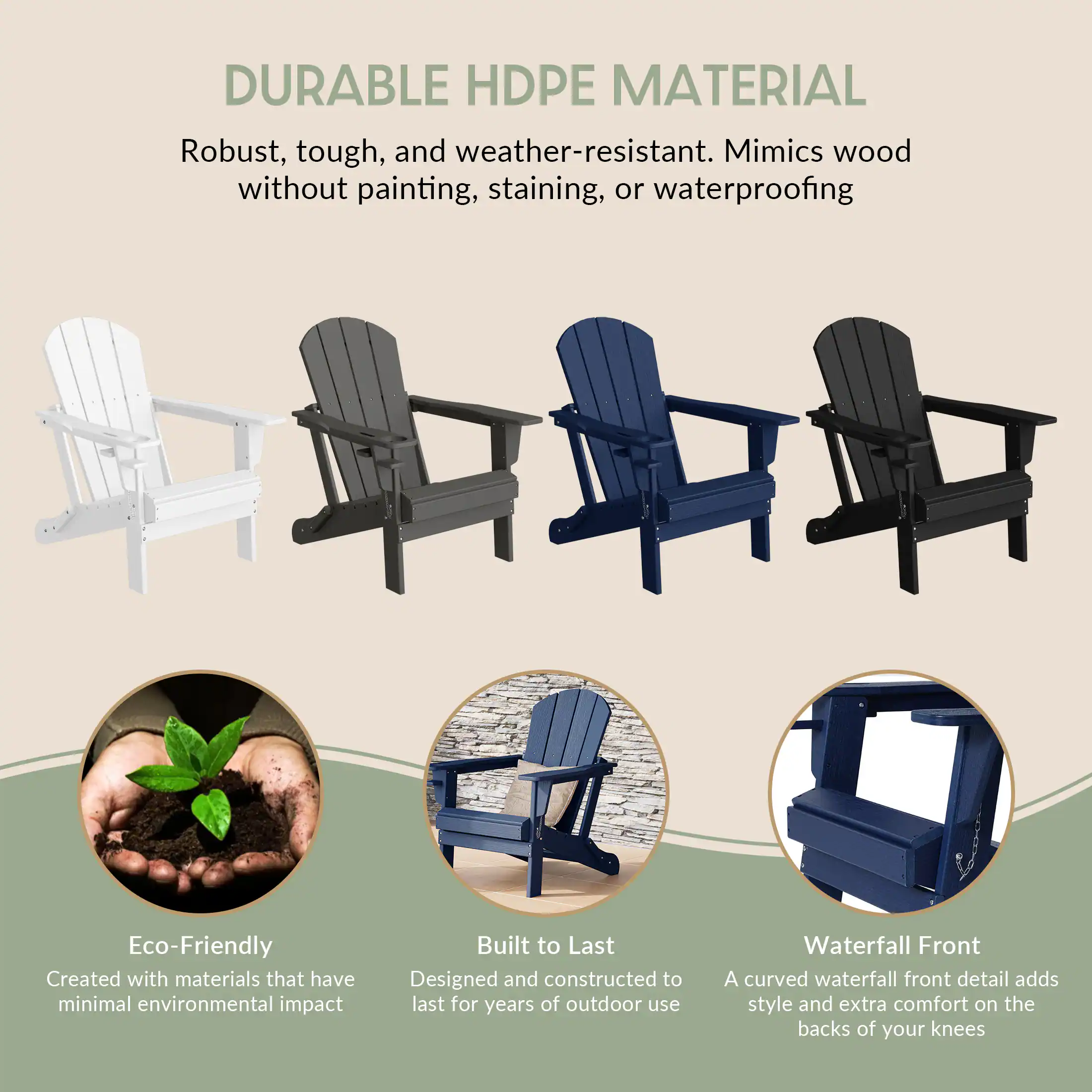 WestinTrends Nantucket Outdoor Patio HDPE Resin Folding Adirondack ...