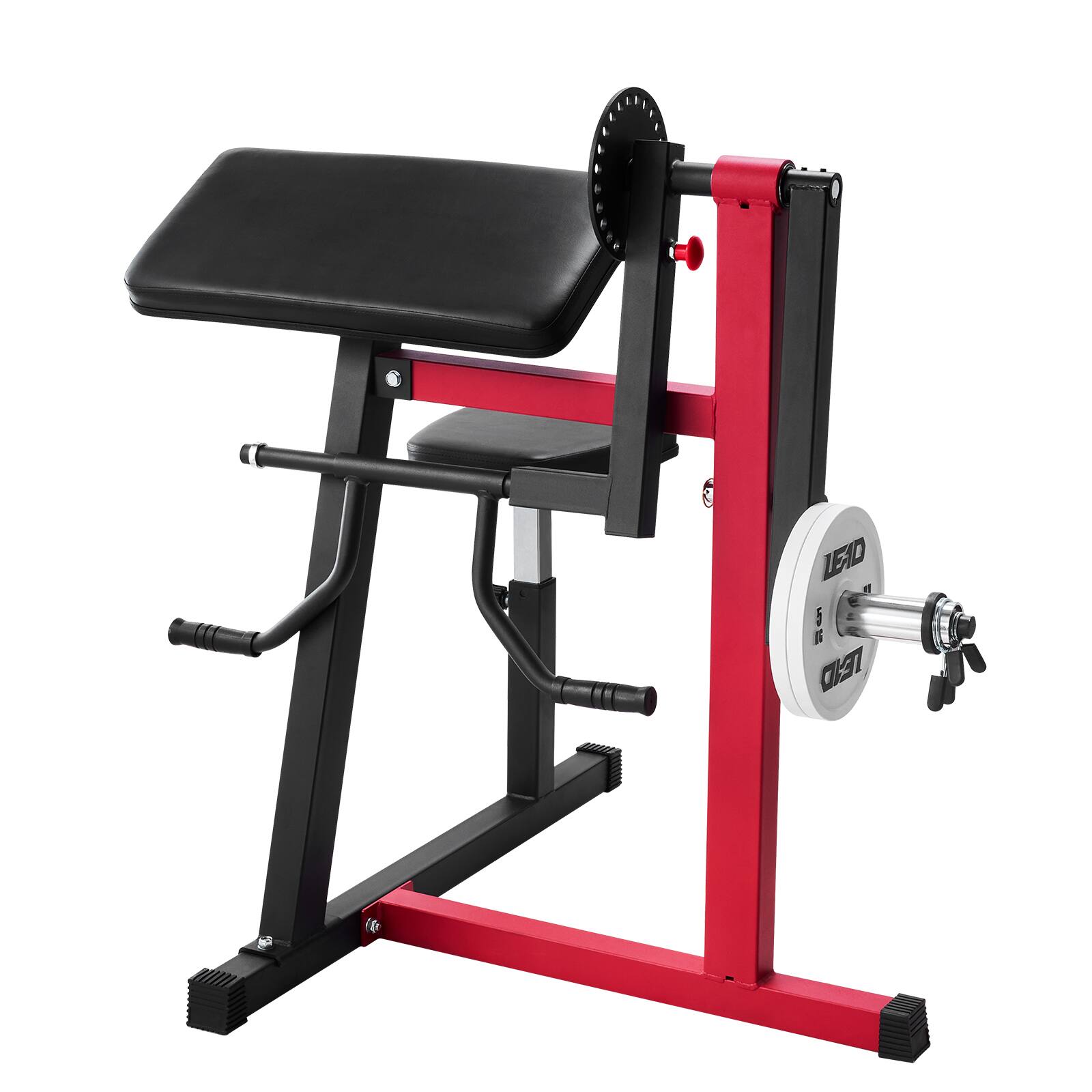 Alt View 5. VEVOR - Preacher Curl Machine, 2 in 1 Bicep Curl Machine and Triceps Extension Machine, Seated Arm Isolated Bicep Station - Black+Red.