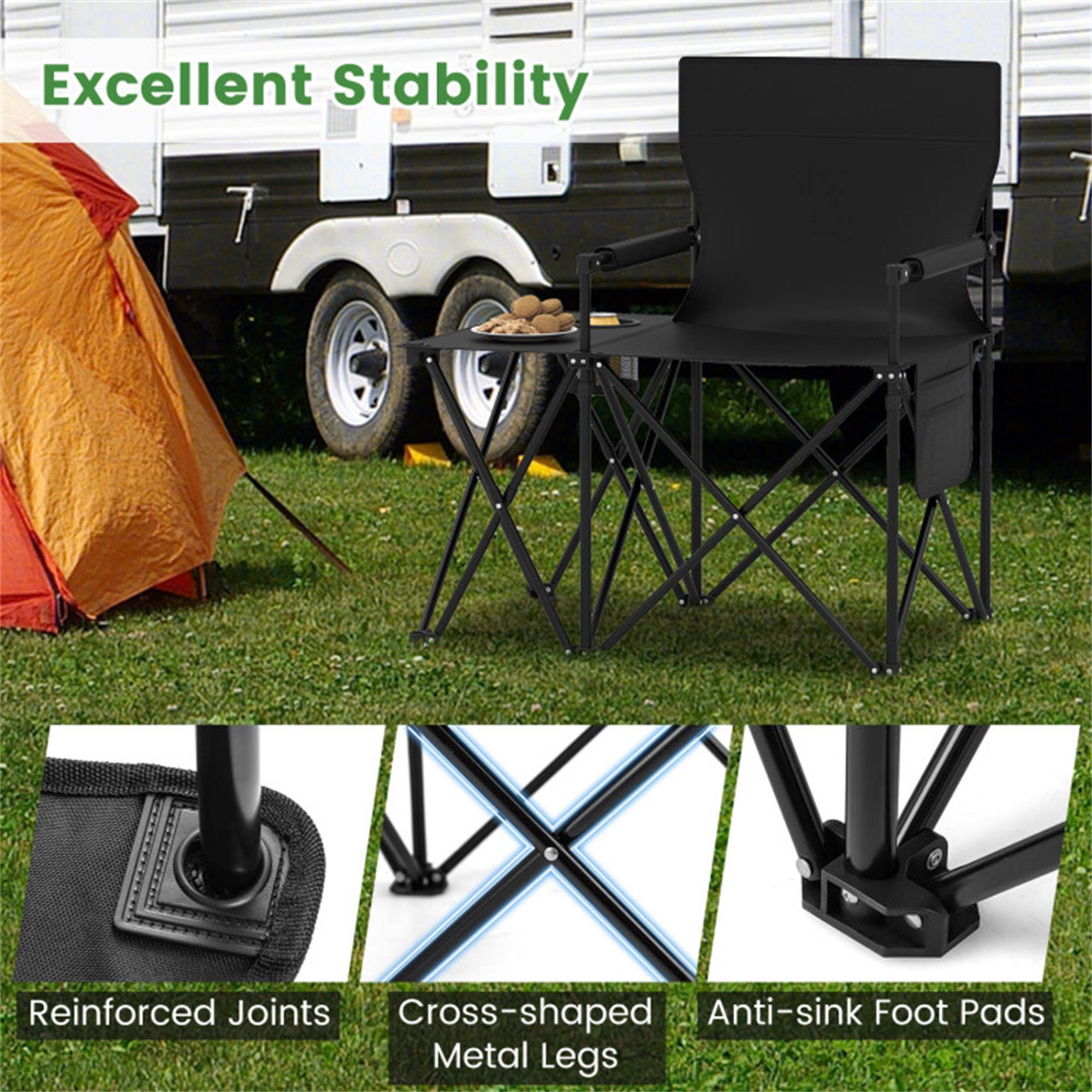 Excellent Stability  
Reinforced Joints  
Cross-shaped Metal Legs  
Anti-sink Foot Pads