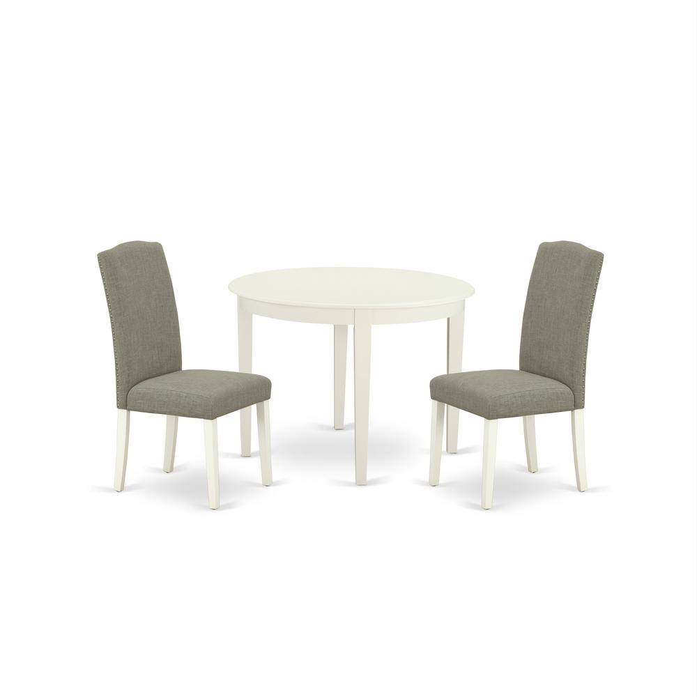 Back. East West Furniture - Dining Room Set Linen White - Brown.