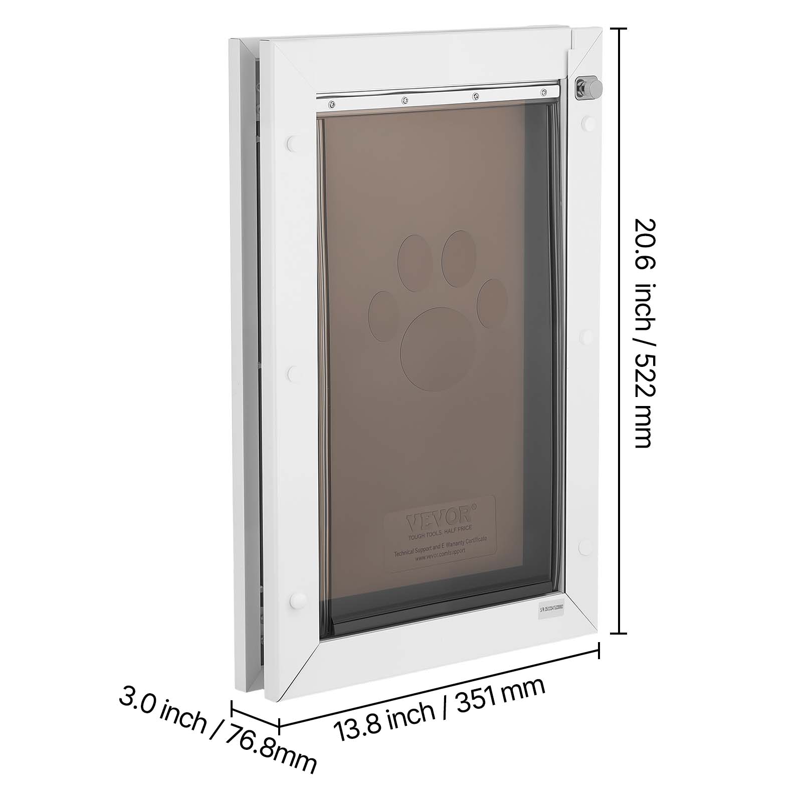 20.6 inch / 522 mm  
VEVOR  
POOL NA HECY TOLOY  
Cariicate all nra Seteor Supper: www.mocabl.pot  
M 3.0  
351 mm  
inch  
13.8 inch / 76.8mm