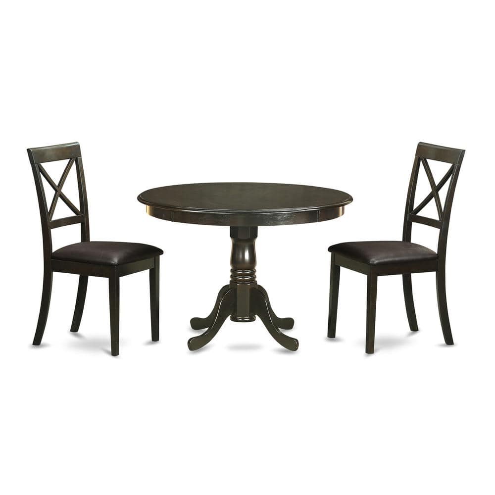 East West Furniture - 3 PC Kitchen nook Dining set-Dining Table and 2 Dining Chairs - Cappuccino