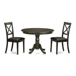 East West Furniture - 3 PC Kitchen nook Dining set-Dining Table and 2 Dining Chairs - Cappuccino