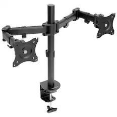 Front. Mount-It! - Ergonomic Full Motion Dual Monitor Desk Mount – Height Adjustable, Swivel & Tilt for Monitors 13" to 27" - Black.