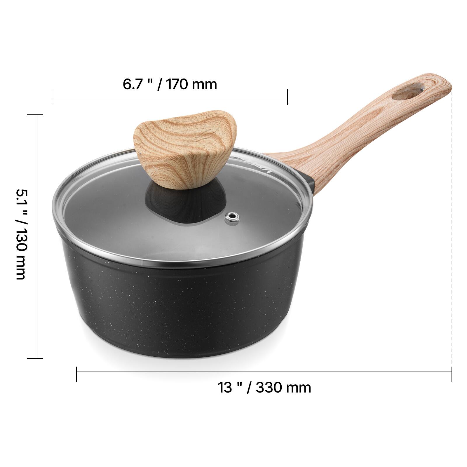 6.7" / 170 mm  
5.1" / 130 mm  
13" / 330 mm