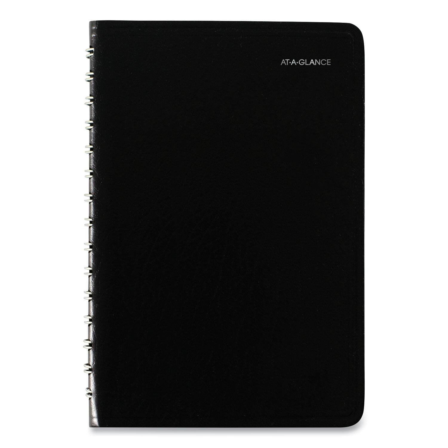 Left. AT-A-GLANCE - DayMinder Daily Appointment Book 8 x 5 Black Cover 12 Month Jan to Dec 2026.