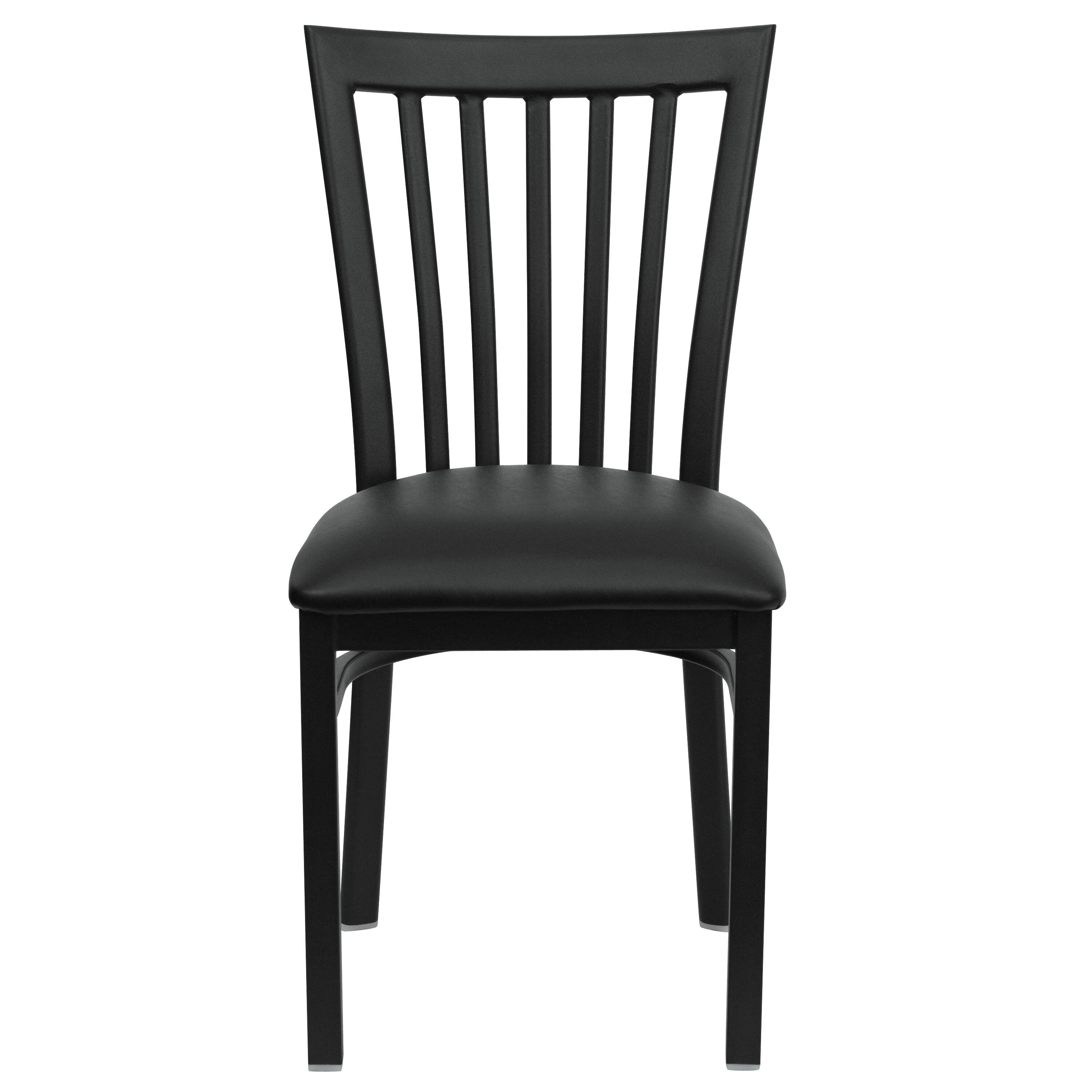 Alt View 7. Emma + Oliver - School House Back Metal Restaurant Dining Chair - Black Vinyl Seat/Black Metal Frame.