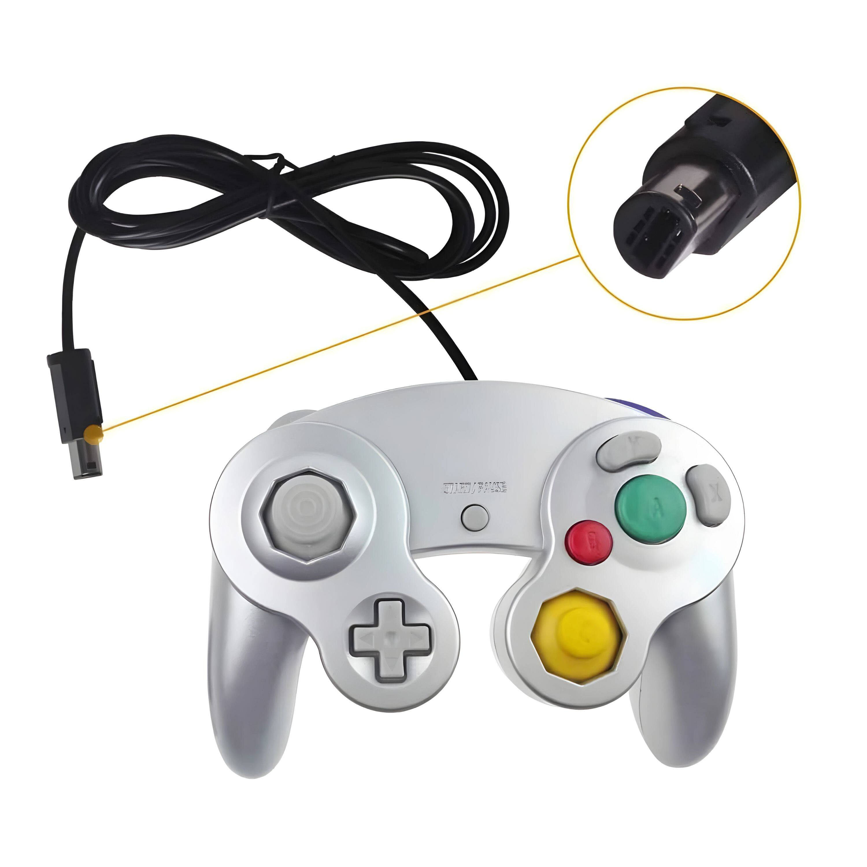 Angle. Kitcheniva - Wired Controller Gamepad For Nintendo GameCube GC & Wii U Console - Silver.