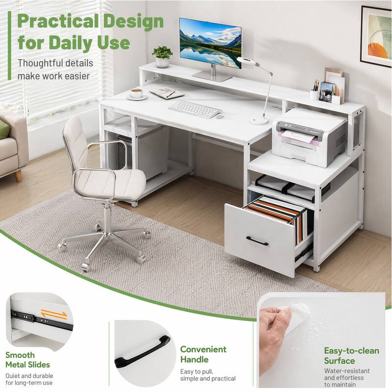 Practical Design for Daily Use  
Thoughtful details make work easier  

Smooth Metal Slides  
Quiet and durable for long-term use  

Convenient Handle  
Easy to pull, simple and practical  

Easy-to-clean Surface  
Water-resistant and effortless to maintain