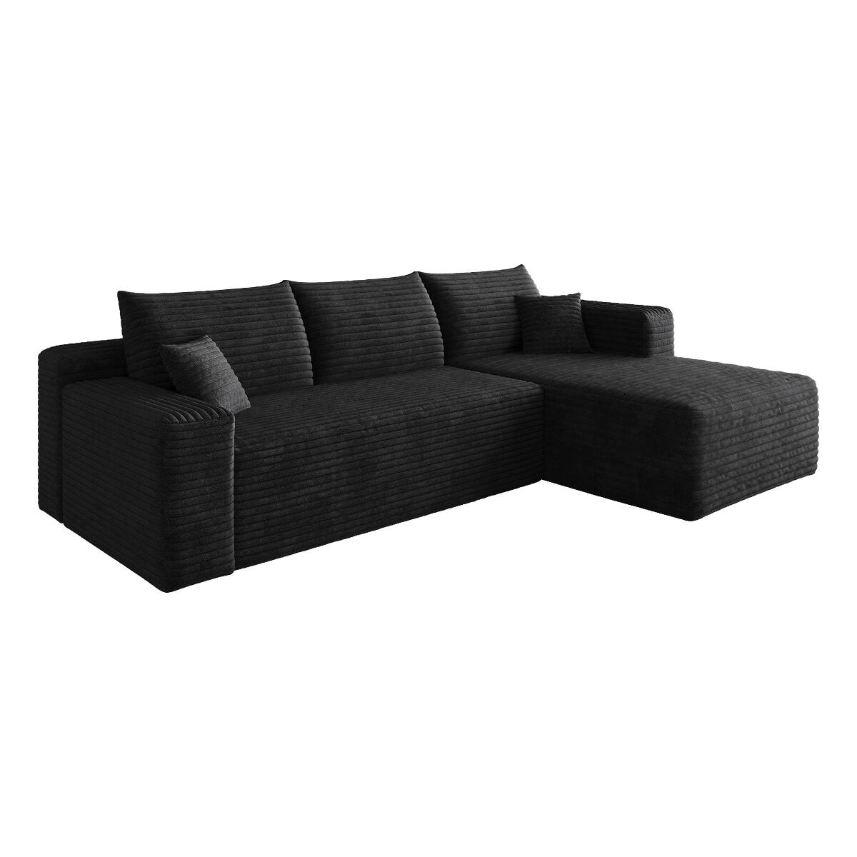 Alt View 8. Ropilly - Ropilly 95 Inch U Shaped Sectional Sofa Black Corduroy Living Room Sectional Couch with Reversible Chaise - Black.