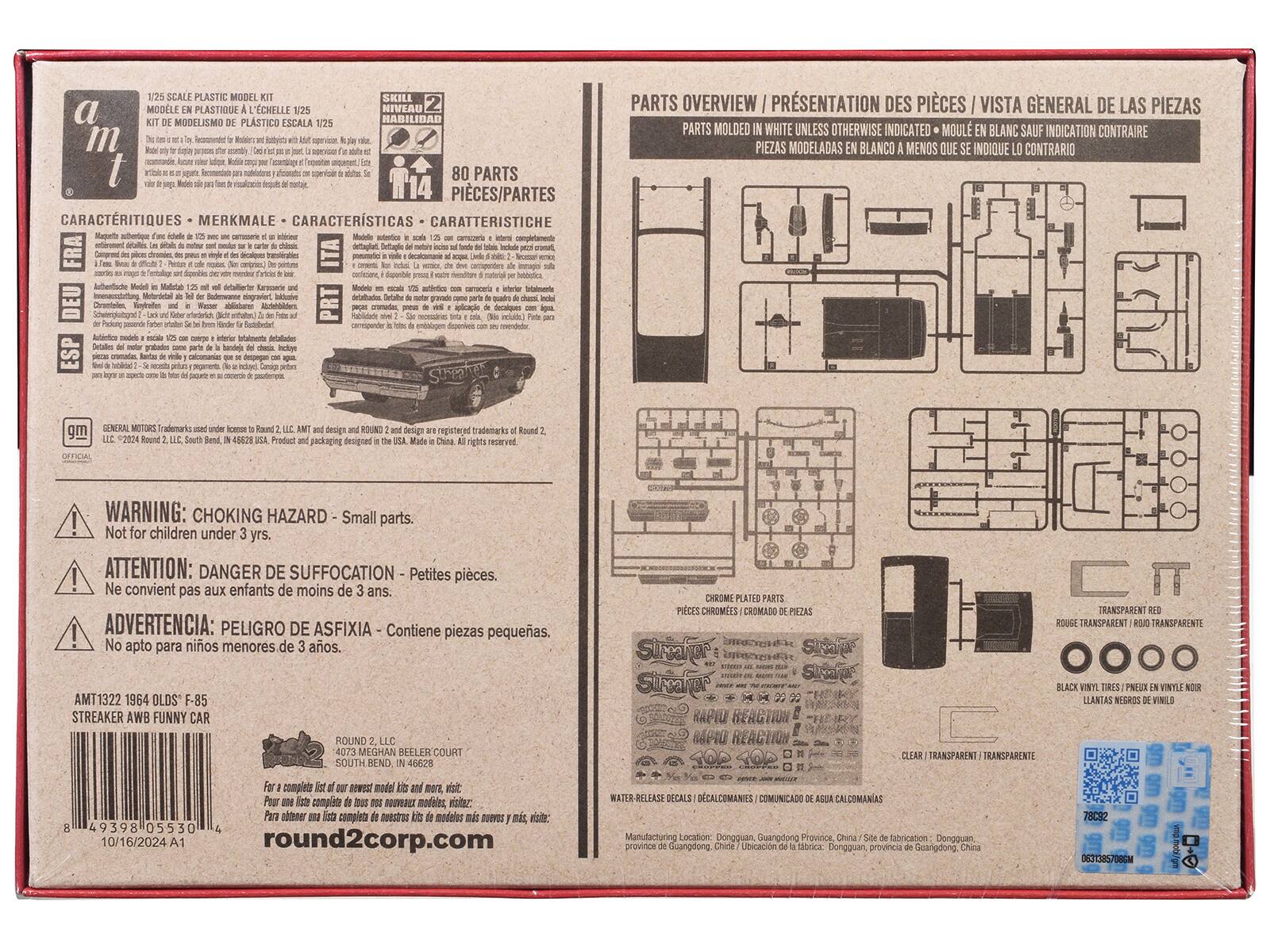 Sure, here is the corrected and grouped text from the image:

---

**1/25 SCALE PLASTIC MODEL KIT**  
**KIT DE MODELISMO DE PLASTICO A L'ÉCHELLE 1/25**  
**MODELO EN PLÁSTICO A LA ESCALA 1/25**  
**MODELISMO PLÁSTICO A L'ÉCHELLE 1/25**  
**MODELISMO PLÁSTICO A L'ÉCHELLE 1/25**  

This kit is 1/25. Recommended for modelers and hobbyists with some experience. The play value of the model is limited to the assembly of the parts. Models are not intended for use as toys. Models are for display only.  

**SKILL LEVEL**  
**NIVEAU**  
**HABILIDAD**  
**SKILL LEVEL**  
**NIVEAU**  
**HABILIDAD**  
**SKILL LEVEL**  
**NIVEAU**  
**HABILIDAD**  
**SKILL LEVEL**  
**NIVEAU**  
**HABILIDAD**  

**80 PARTS**  
**PIÈCES/PARTES