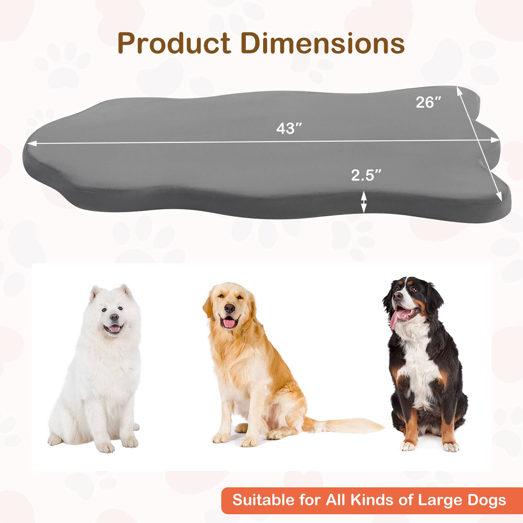 Product Dimensions  
26" x 43" x 2.5"  
Suitable for All Kinds of Large Dogs