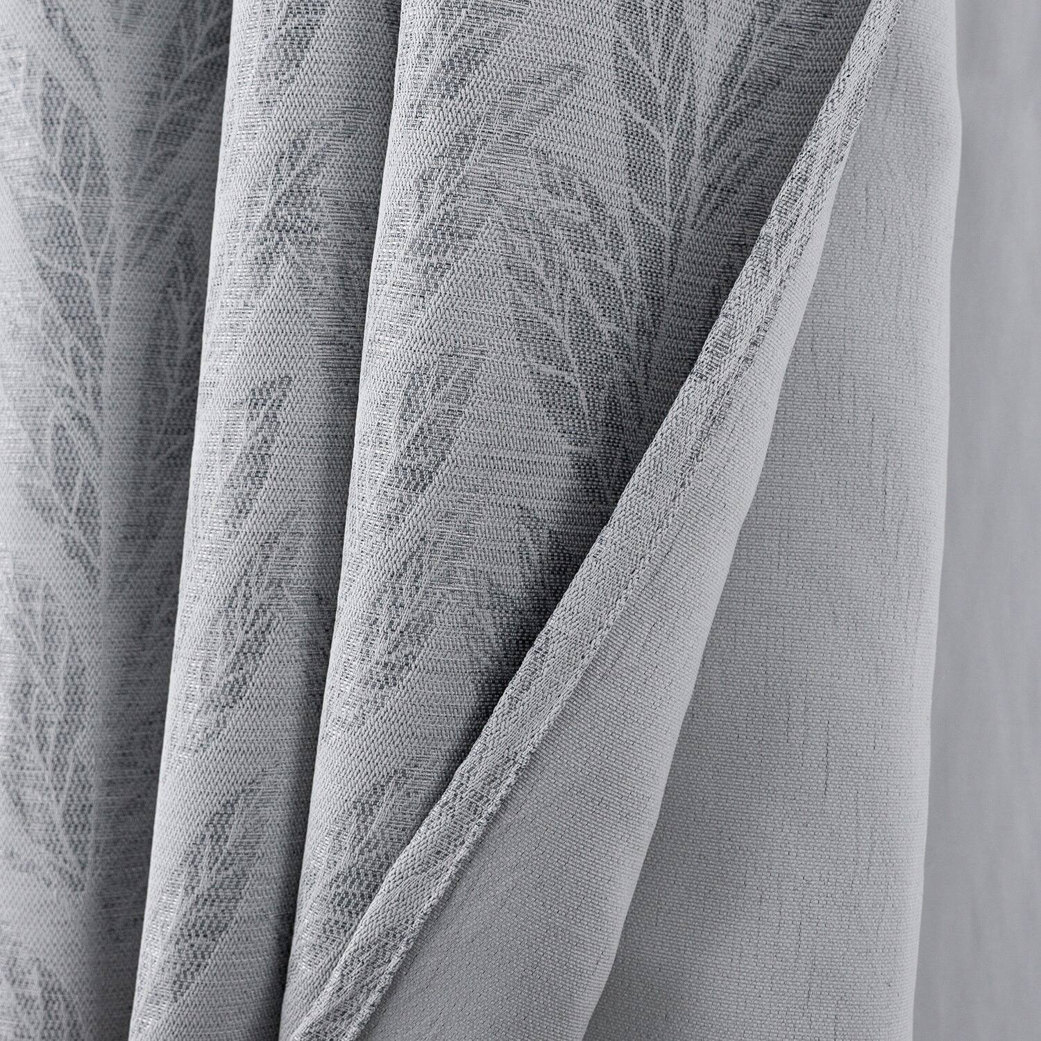 Alt View 1. RT Designers Collection - RT Designers Collection 100% Polyester 270 GSM Reba Luxury Jacquard Blackout Grommet Curtain Panel 54" x 90" Grey - Grey.